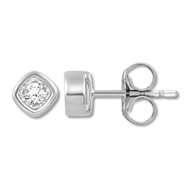 Diamond Solitaire Earrings 1/10 ct tw Round-cut Sterling Silver (I/I3)