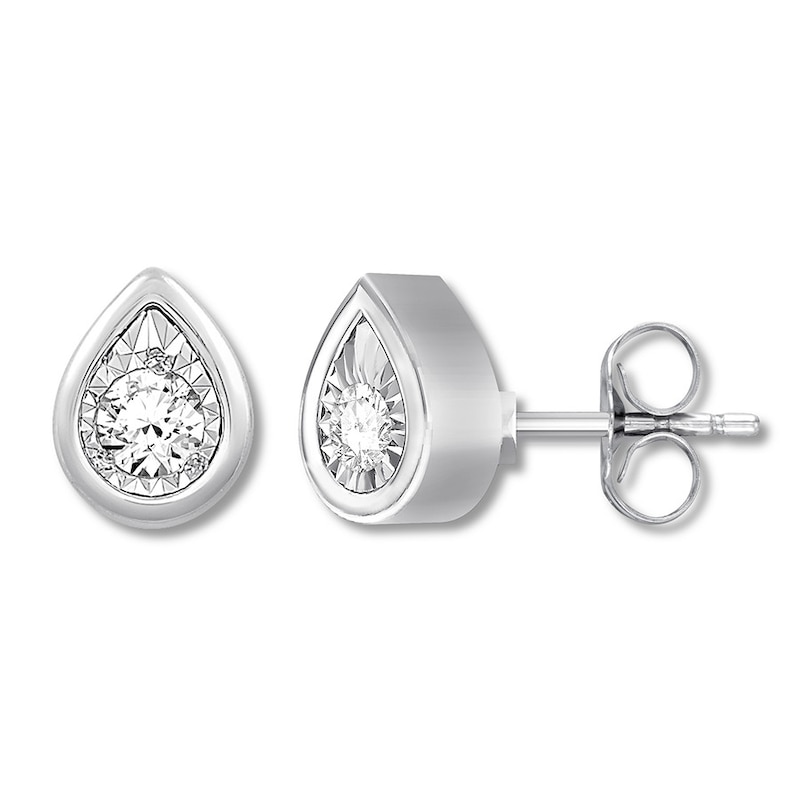 Main Image 2 of Diamond Solitaire Earrings 1/10 ct tw Round-cut Sterling Silver (I/I3)