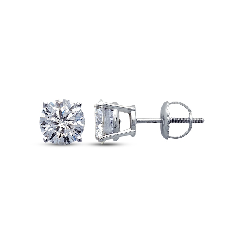 Diamond Solitaire Stud Earrings 1-1/4 ct tw Round-cut 14K White Gold (I/I2)