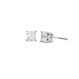 Diamond Solitaire Stud Earrings 1 ct tw Princess-cut 14K White Gold