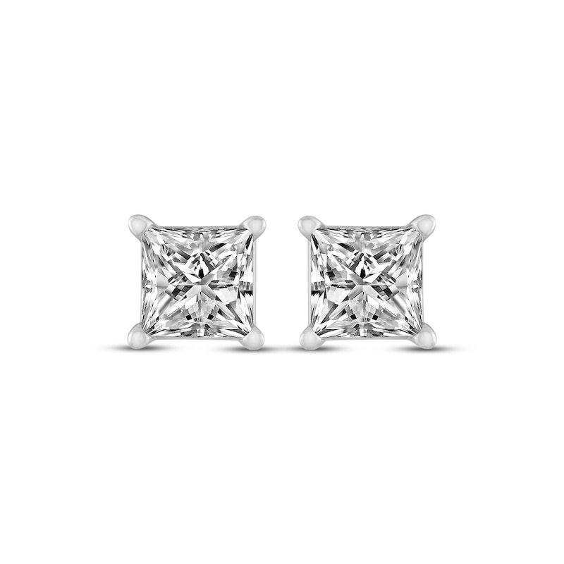 Main Image 2 of Diamond Solitaire Stud Earrings 1 ct tw Princess-cut 14K White Gold