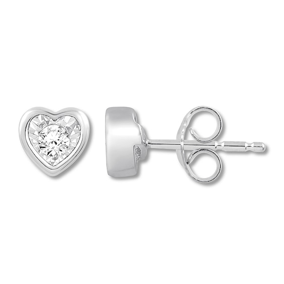Diamond Heart-Shaped Earrings 1/10 ct tw Sterling Silver (I/I3)