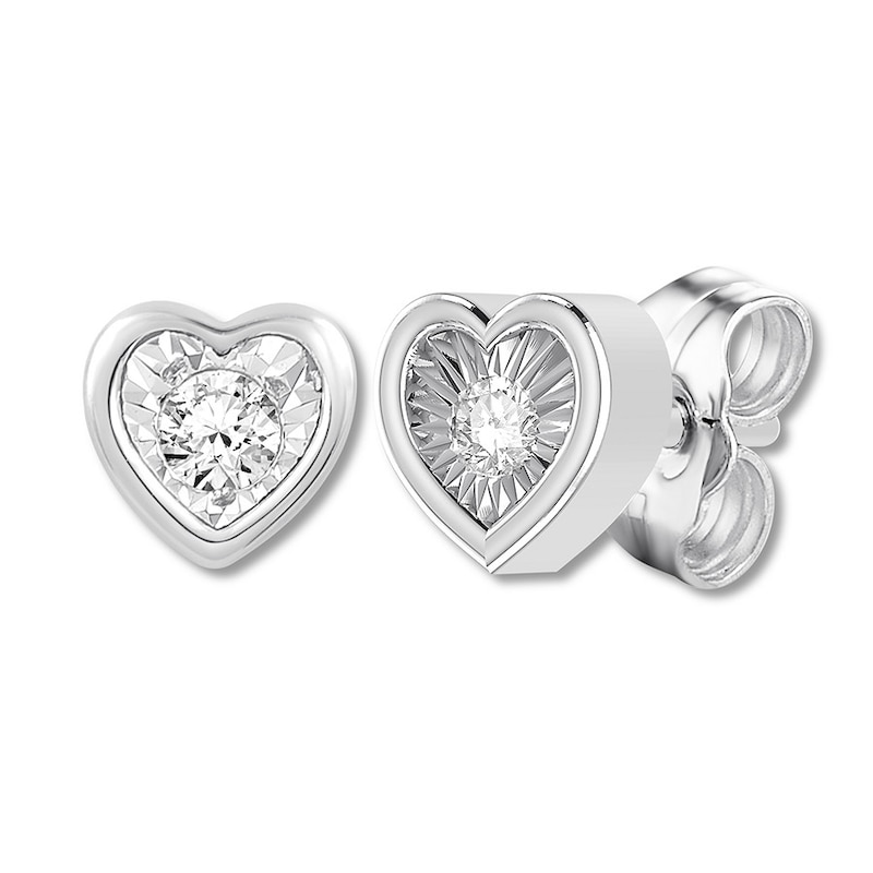 Diamond Heart-Shaped Earrings 1/10 ct tw Sterling Silver (I/I3)