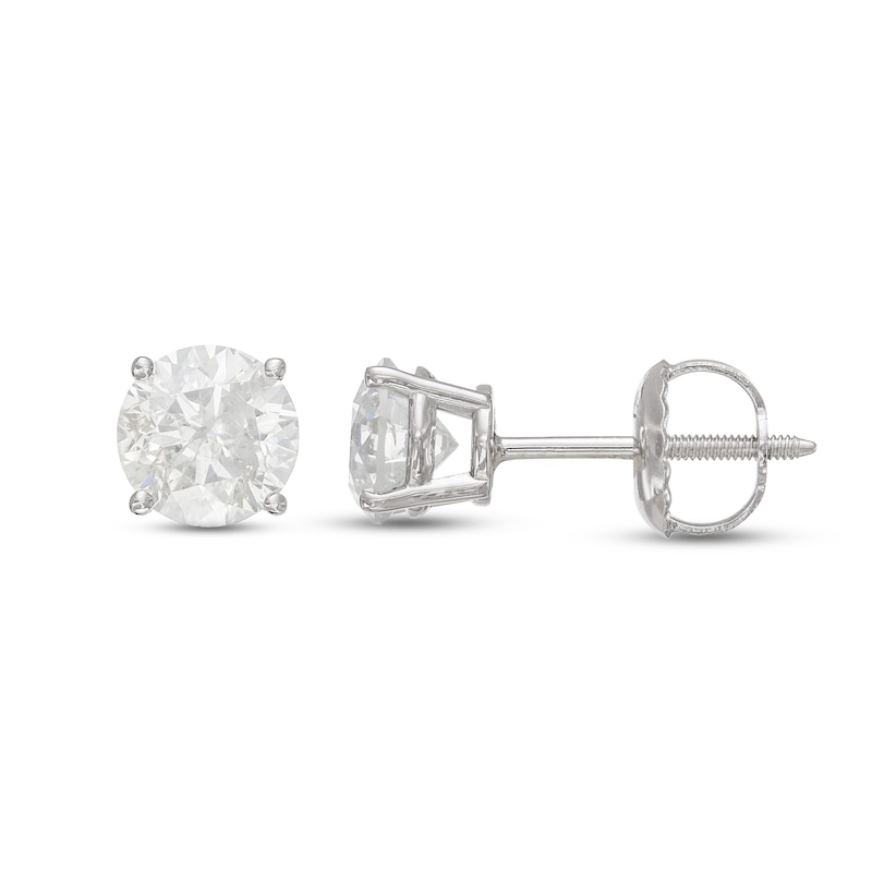 Main Image 3 of Diamond Solitaire Earrings 1 ct tw Round-cut 10K White Gold (J/I3)