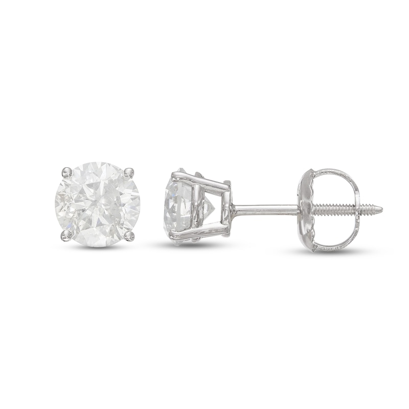 Diamond Solitaire Earrings 1 ct tw Round-cut 10K White Gold (J/I3)