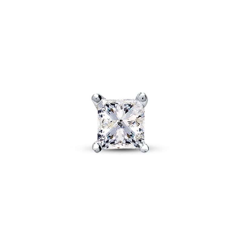 Single Stud Diamond Earring 1/10 ct tw Princess-cut 14K White Gold