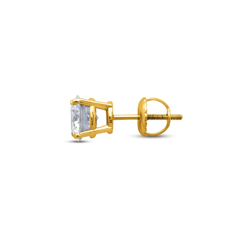 Single Stud Diamond Earring 1/2 ct tw Round-cut 14K Yellow Gold