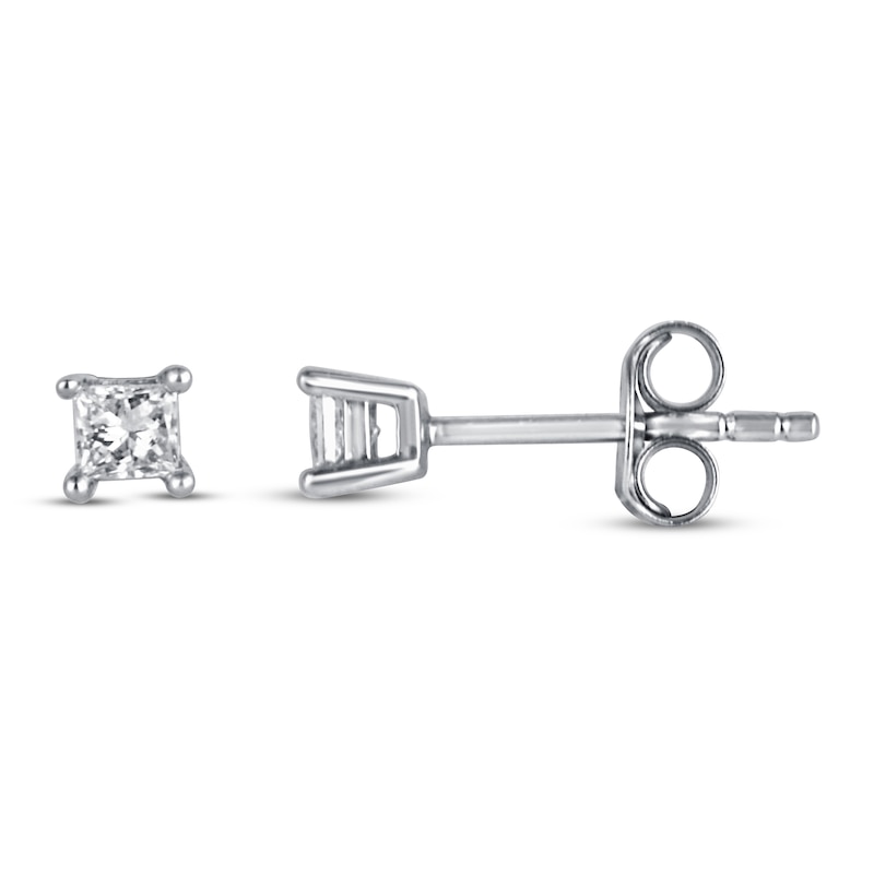 Main Image 1 of Diamond Solitaire Earrings 1/4 ct tw Princess-cut Sterling Silver (J/I3)