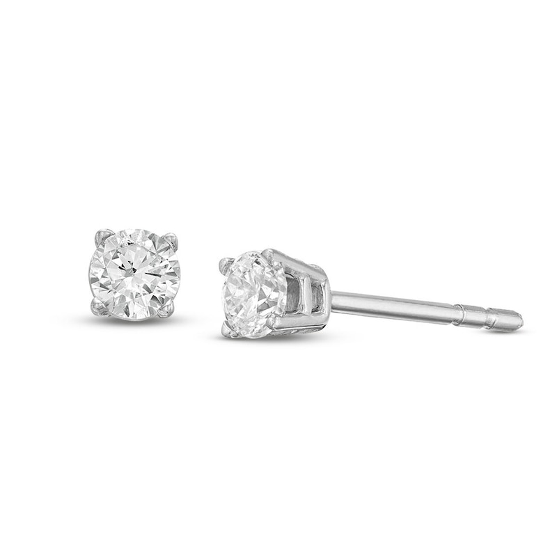 Main Image 1 of Diamond Solitaire Stud Earrings 1/5 ct tw Round-cut 14K White Gold (J/I3)