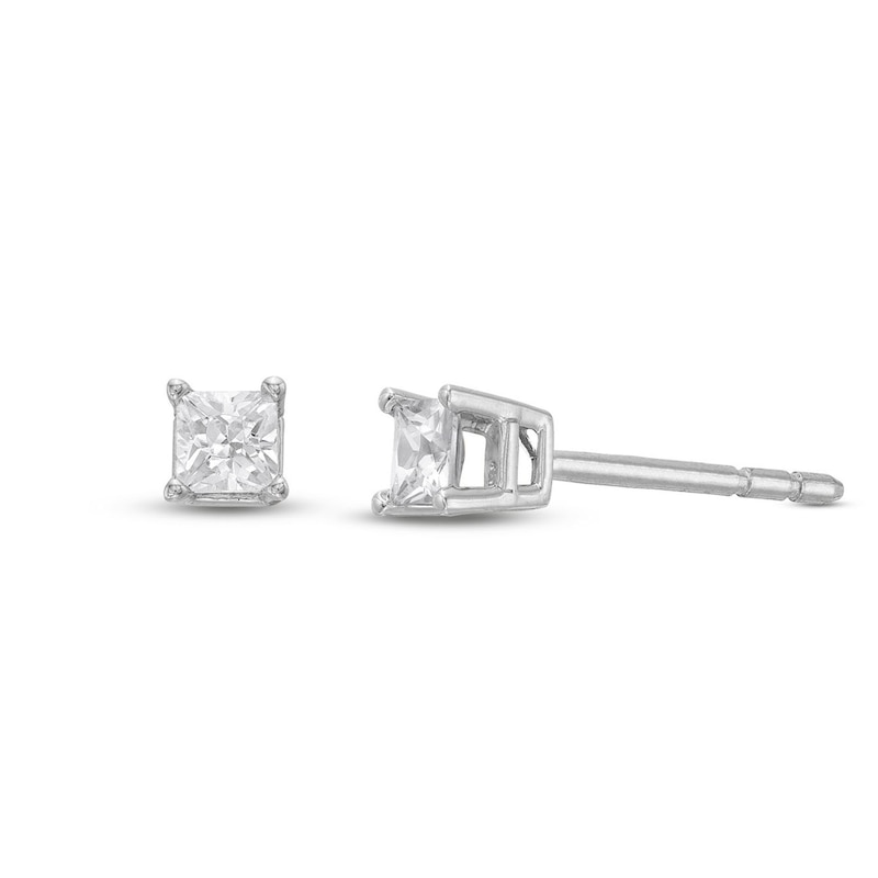 Diamond Solitaire Stud Earrings 1/5 ct tw Princess-cut 14K White Gold (J/I3)