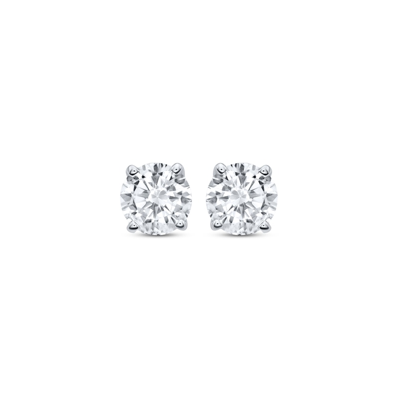 Diamond Solitaire Stud Earrings 7/8 ct tw Round-cut 14K White Gold (J ...