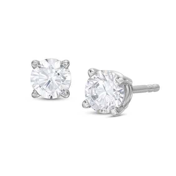 Diamond Solitaire Earrings / ct tw Round-Cut 14K White Gold (J/I3