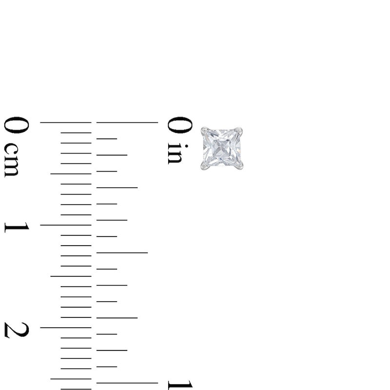 Main Image 3 of Diamond Solitaire Earrings 1/2 ct tw Princess-Cut 14K White Gold (J/I3)