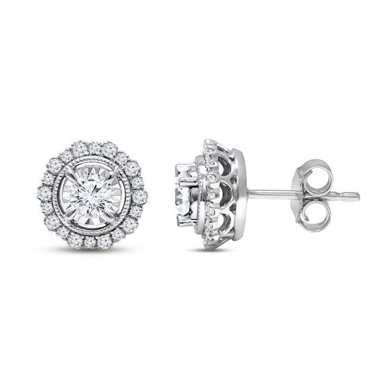 Diamond Stud Earrings 1/2 ct tw Round-cut 10K White Gold (J/I3)