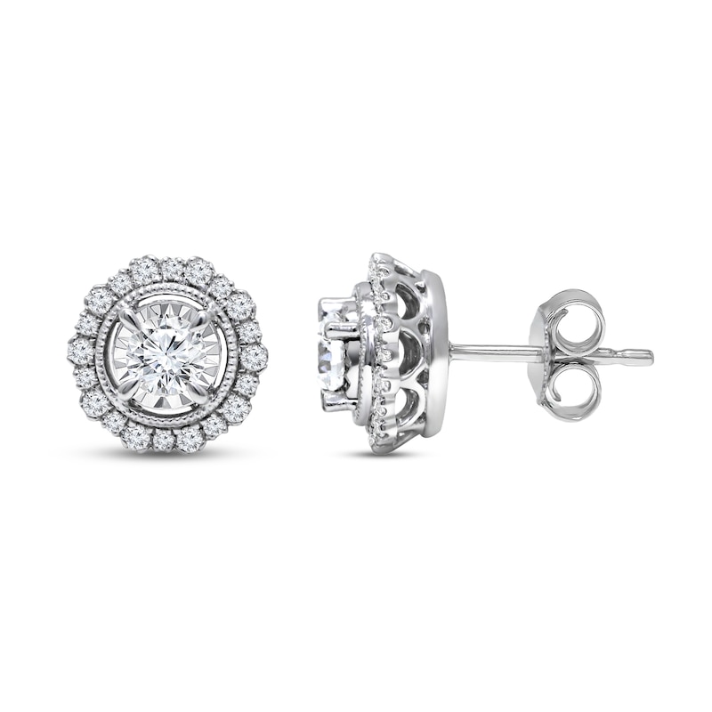 Main Image 1 of Diamond Stud Earrings 1/2 ct tw Round-cut 10K White Gold (J/I3)