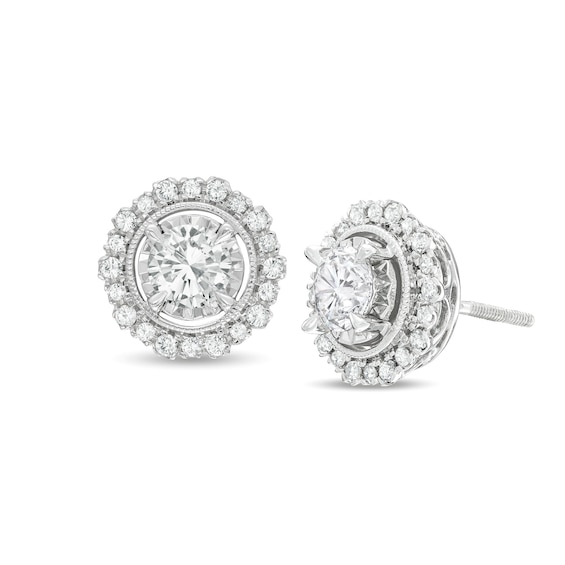 Diamond Stud Earrings 1 ct tw Round-cut 10K White Gold (J/I3)