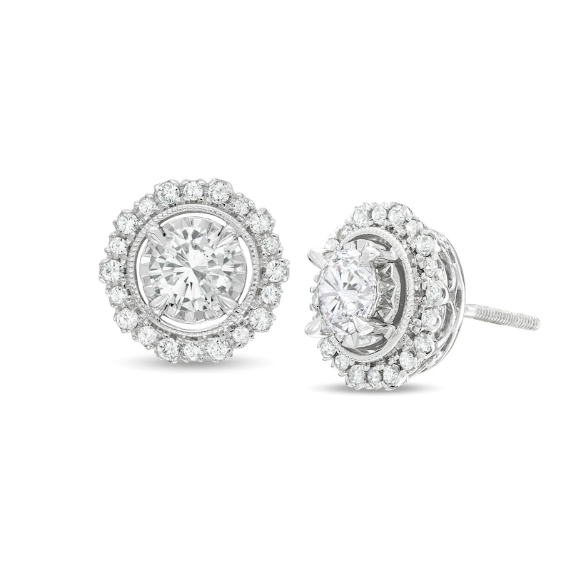 Diamond Stud Earrings 1 ct tw Round-cut 10K White Gold (J/I3)