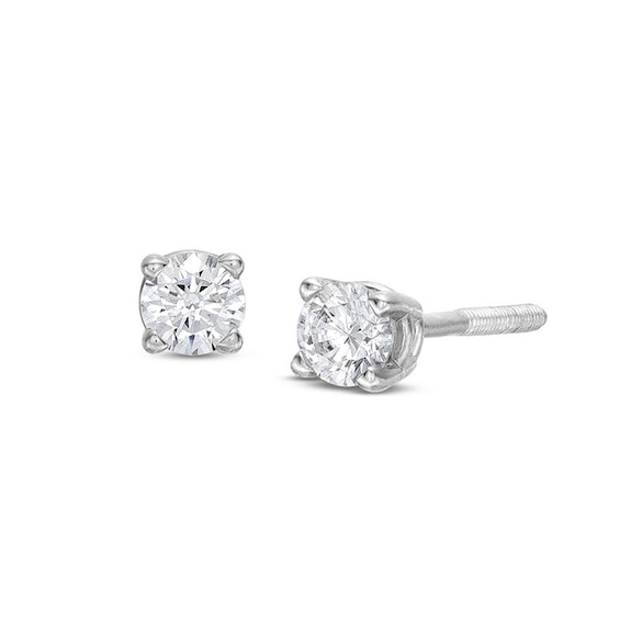GSI Solitaire Diamond Earrings 1/ ct tw Round-cut 14K White Gold (I/SI2