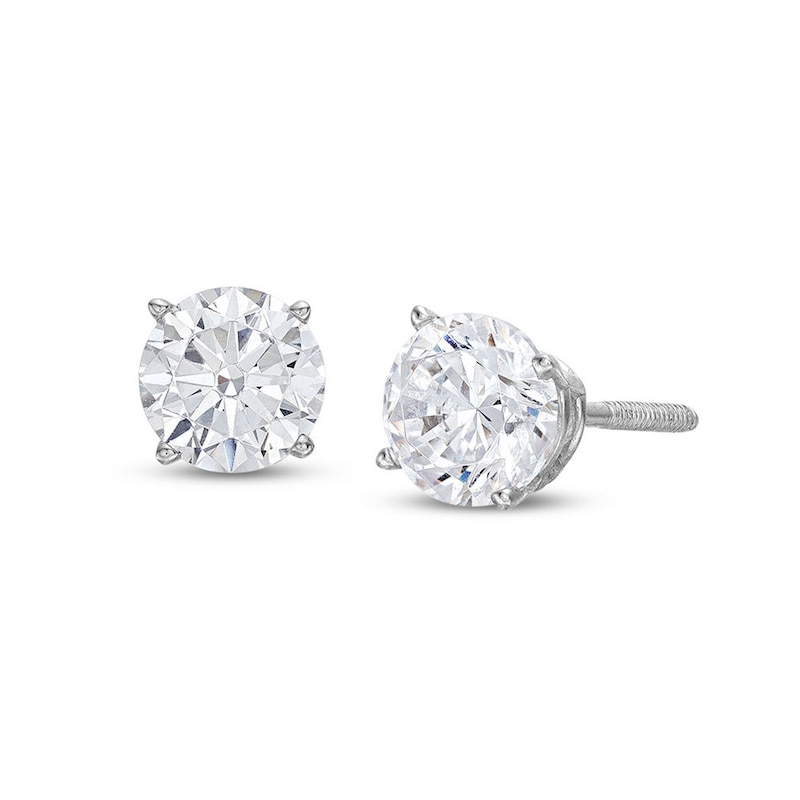 Main Image 1 of Certified Round-Cut Solitaire Diamond Earrings 1 ct tw 14K White Gold (I/SI2)