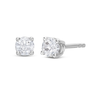 Diamond Solitaire Stud Earrings 7/8 ct tw Round-cut 14K White Gold
