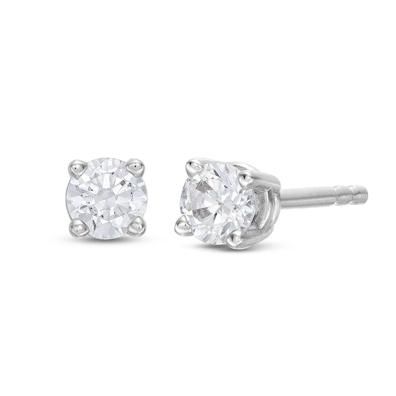Diamond Solitaire Stud Earrings 1/4 ct tw Round-cut 14K White Gold (I/I2)