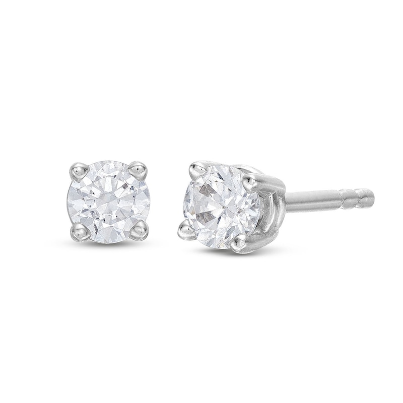 Main Image 1 of Diamond Solitaire Stud Earrings 1/4 ct tw Round-cut 14K White Gold (I/I2)