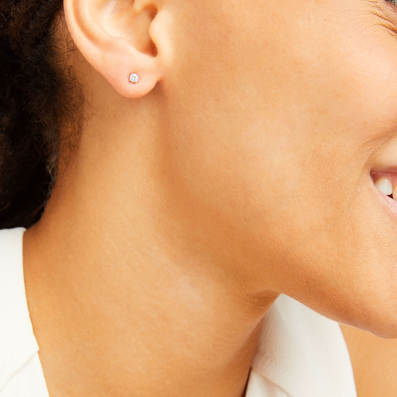 Main Image 2 of Diamond Solitaire Stud Earrings 1/4 ct tw Round-cut 14K White Gold (I/I2)