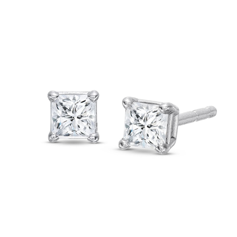 Diamond Solitaire Stud Earrings 1/4 ct tw Princess-cut 14K White Gold (I/I2)