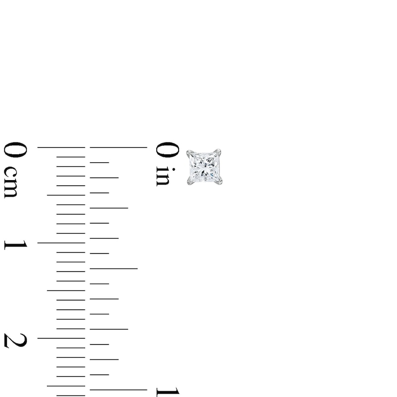 Main Image 3 of Diamond Solitaire Stud Earrings 1/3 ct tw Princess-cut 14K White Gold (I/I2)