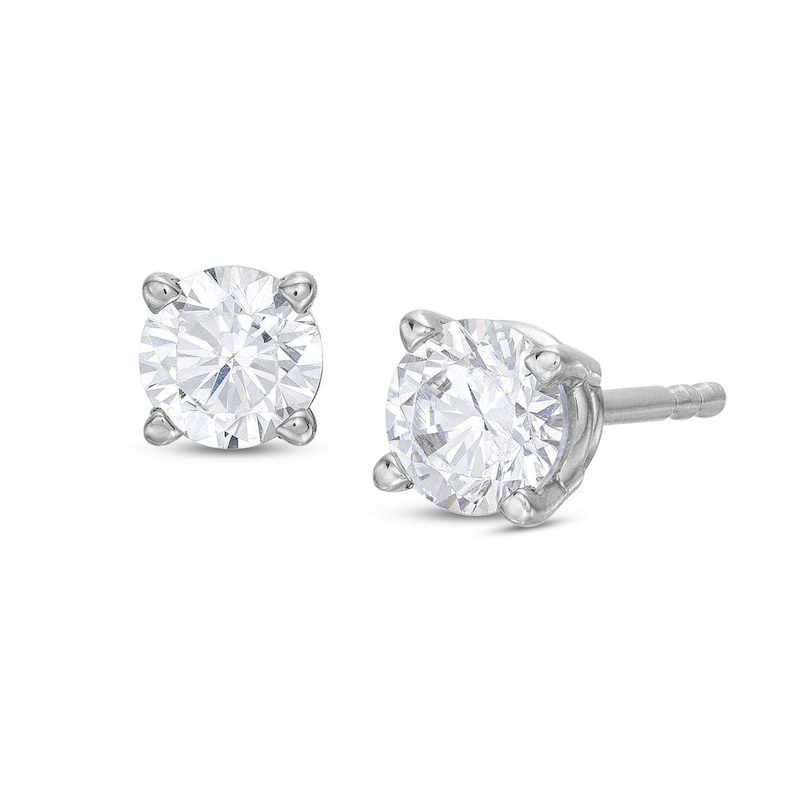 Main Image 1 of Diamond Solitaire Stud Earrings 1/2 ct tw Round-cut 14K White Gold (I/I2)