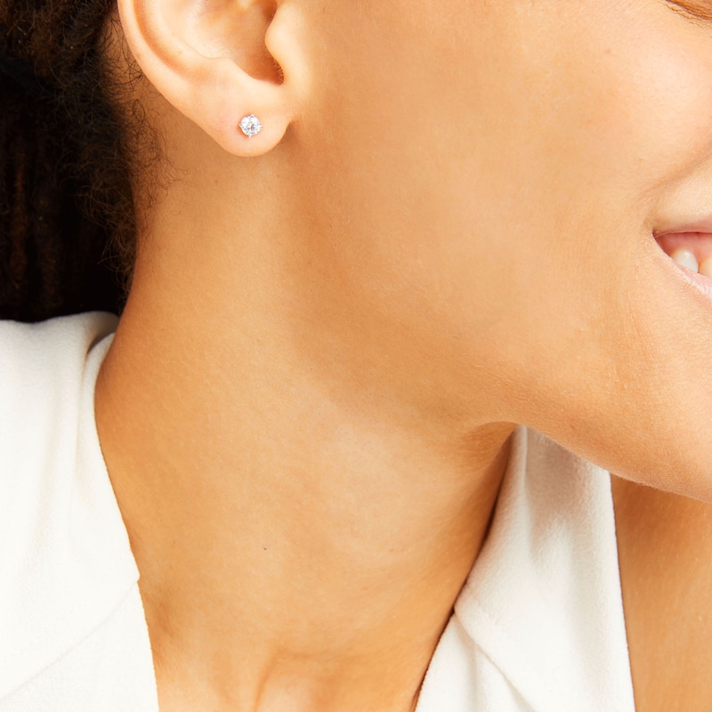 Main Image 2 of Diamond Solitaire Stud Earrings 1/2 ct tw Round-cut 14K White Gold (I/I2)