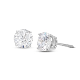 Diamond Solitaire Stud Earrings 2 ct tw Round-cut 14K White Gold