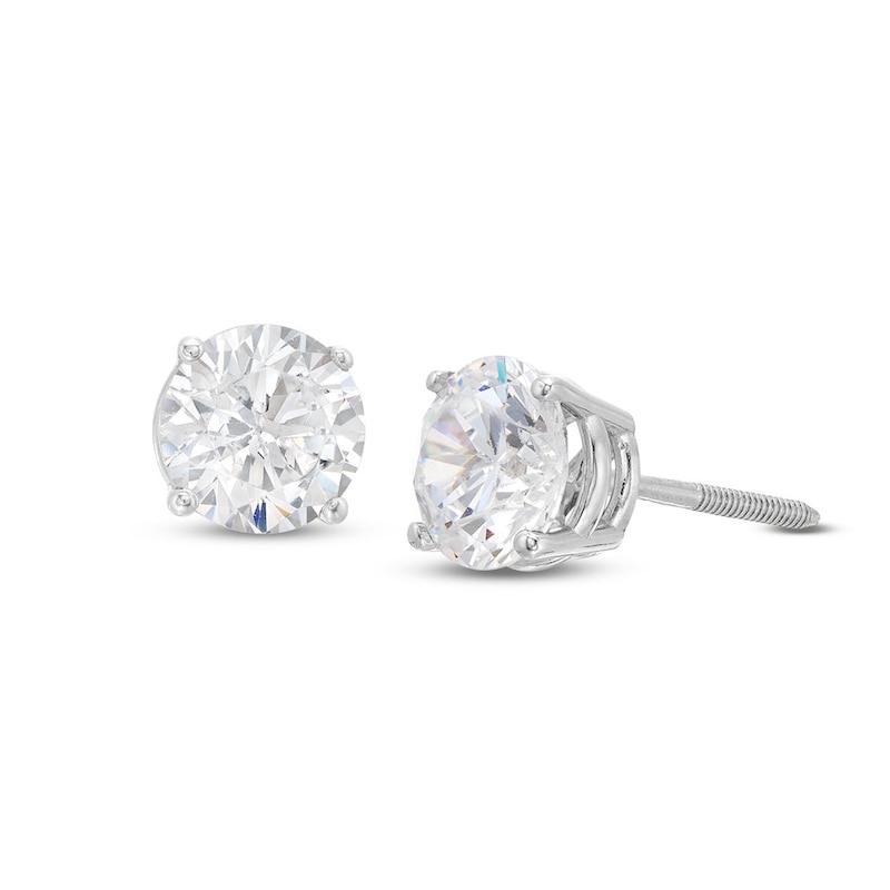 Main Image 1 of Diamond Solitaire Stud Earrings 2 ct tw Round-cut 14K White Gold (I/I2)