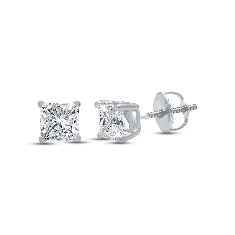 Main Image 1 of Diamond Earrings 1-1/4 ct tw Princess-cut 14K White Gold (I/I2)