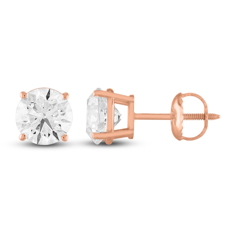 Diamond Solitaire Earrings 1 ct tw Round-cut 10K Rose Gold