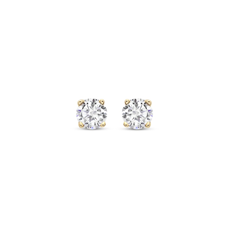 Diamond Solitaire Stud Earrings 1/5 ct tw Round-cut 14K Yellow Gold (J/I3)