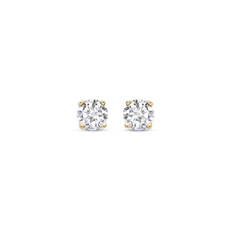 Main Image 2 of Diamond Solitaire Stud Earrings 1/5 ct tw Round-cut 14K Yellow Gold (J/I3)