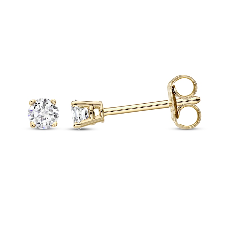 Diamond Solitaire Stud Earrings 1/5 ct tw Round-cut 14K Yellow Gold (J/I3)