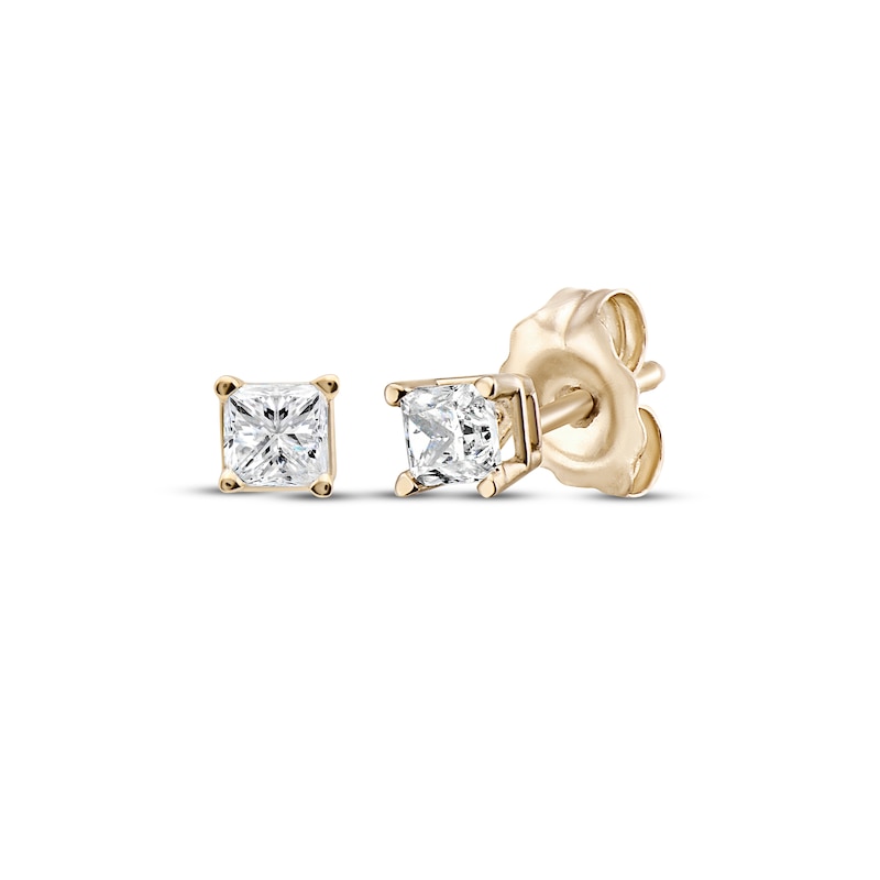 Main Image 1 of Diamond Solitaire Stud Earrings 1/5 ct tw Princess-cut 14K Yellow Gold (J/I3)