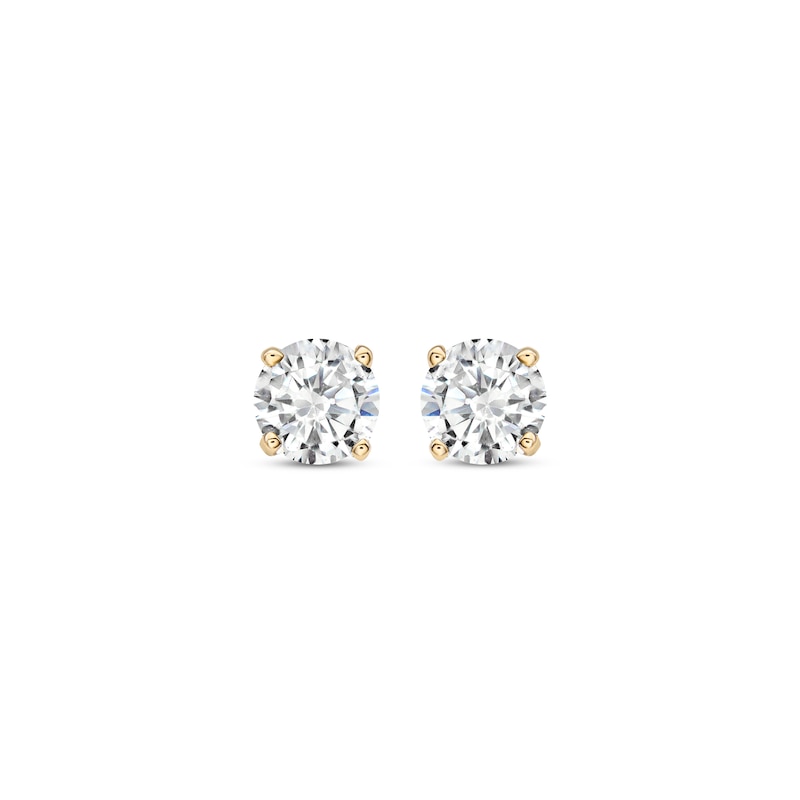 Diamond Solitaire Stud Earrings 3/8 ct tw Round-cut 14K Yellow Gold (J/I3)