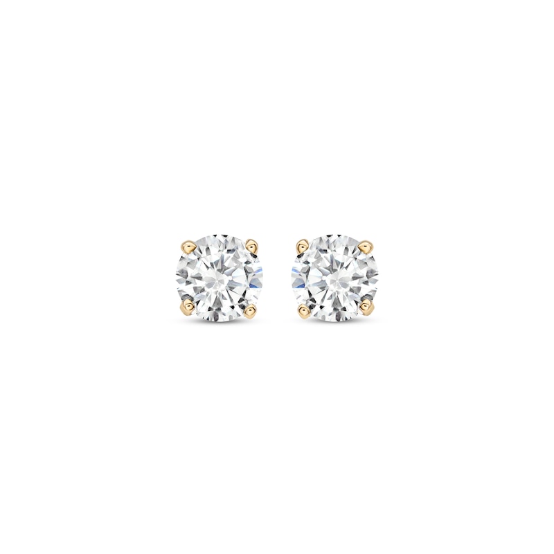 Main Image 2 of Diamond Solitaire Stud Earrings 3/8 ct tw Round-cut 14K Yellow Gold (J/I3)