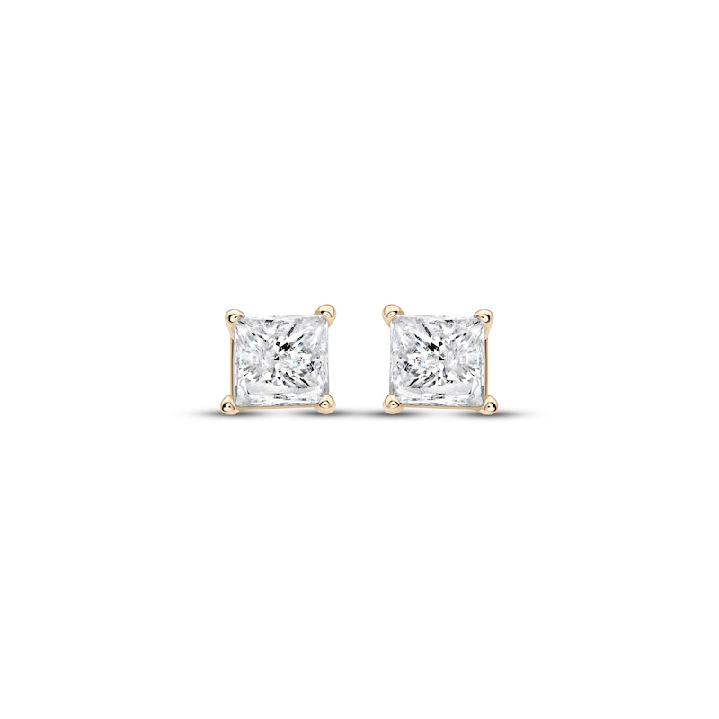 Main Image 2 of Diamond Solitaire Stud Earrings 3/8 ct tw Princess-cut 14K Yellow Gold (J/I3)