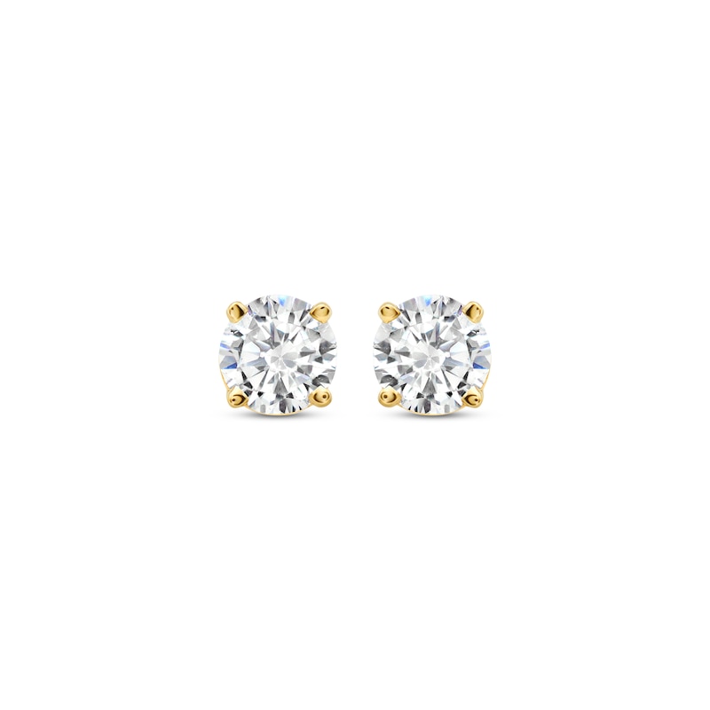 Main Image 2 of Diamond Solitaire Stud Earrings 5/8 ct tw Round-cut 14K Yellow Gold (J/I3)