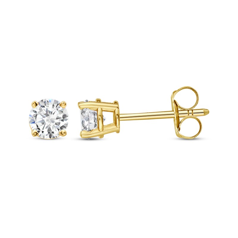 Main Image 3 of Diamond Solitaire Stud Earrings 5/8 ct tw Round-cut 14K Yellow Gold (J/I3)