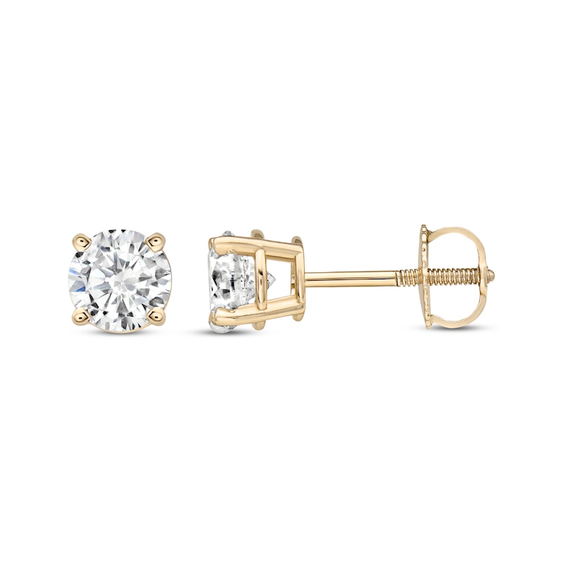 Main Image 3 of Diamond Solitaire Stud Earrings 1-1/5 ct tw Round-cut 14K Yellow Gold (J/I3)