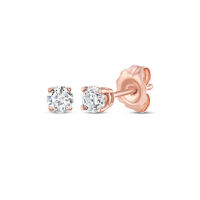 Diamond Solitaire Stud Earrings 1/5 ct tw Round-cut 14K Rose Gold (J/I3)