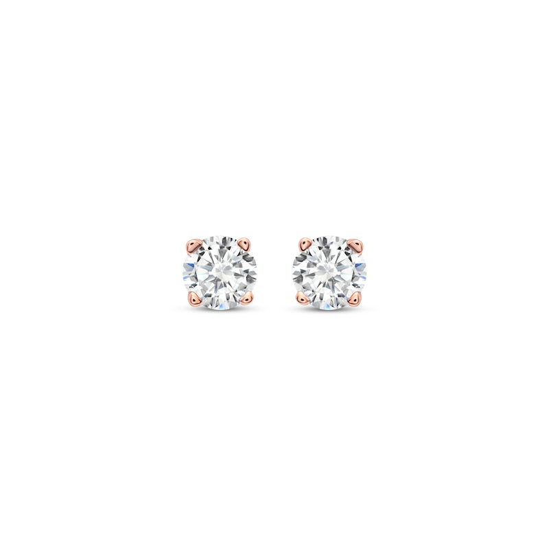 Main Image 2 of Diamond Solitaire Stud Earrings 1/5 ct tw Round-cut 14K Rose Gold (J/I3)