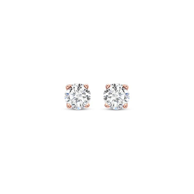 Diamond Solitaire Stud Earrings 1/5 ct tw Round-cut 14K Rose Gold (J/I3)