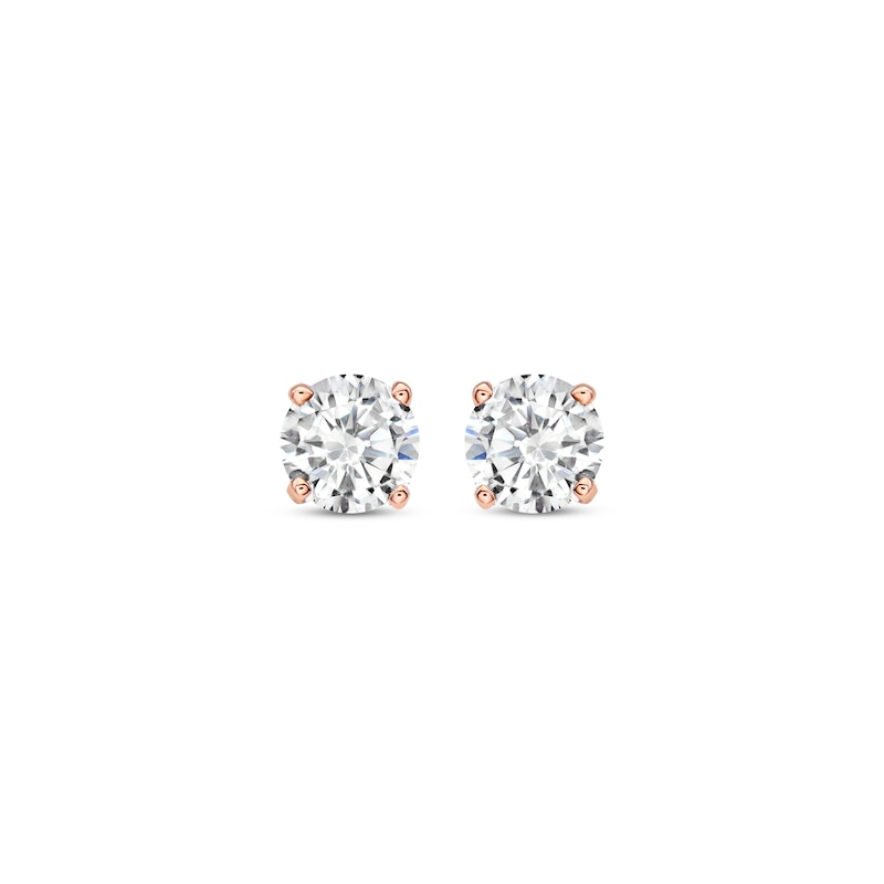 Diamond Solitaire Stud Earrings 3/8 ct tw Round-cut 14K Rose Gold (J/I3)
