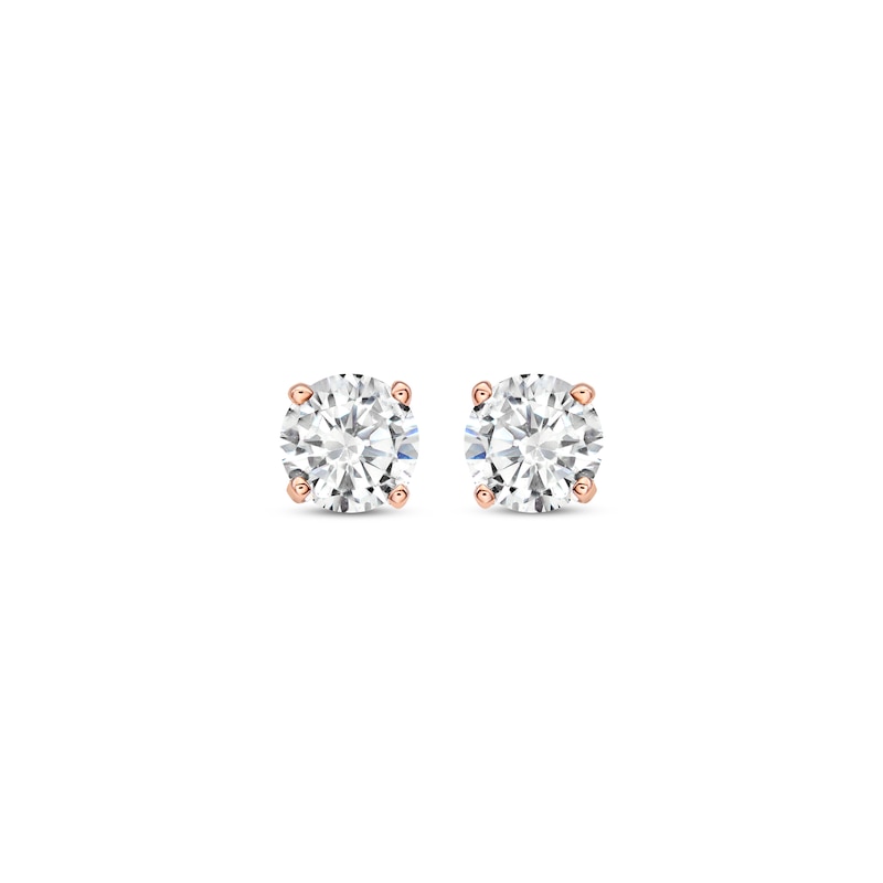 Main Image 2 of Diamond Solitaire Stud Earrings 3/8 ct tw Round-cut 14K Rose Gold (J/I3)